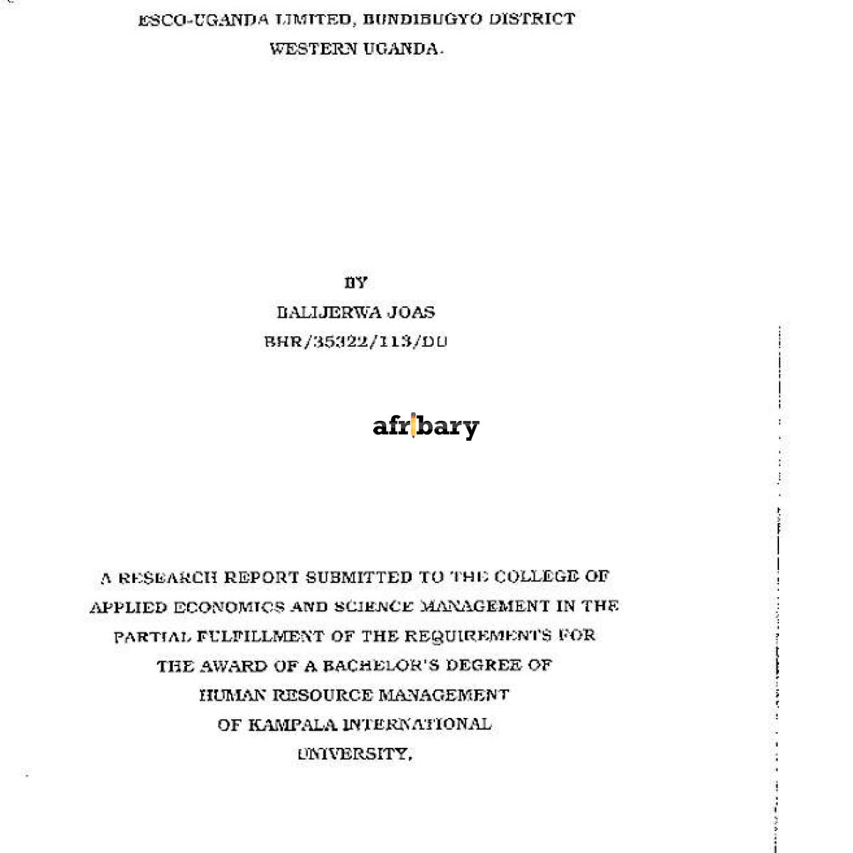 Managerial Styles and Labour Turn Over; Case Study EscoUganda Limited
