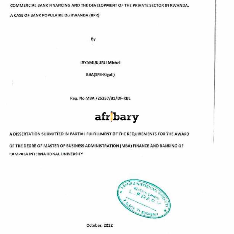 Commercial Bank Financing and the Development of the Private Sector in ...