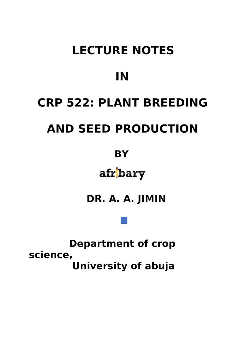 CRP 522 PLANT BREEDING AND SEED PRODUCTION Afribary