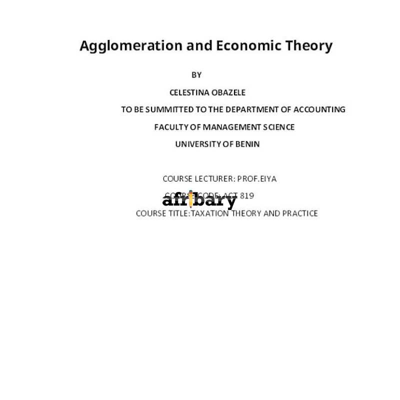 Agglomeration Theory of Economics