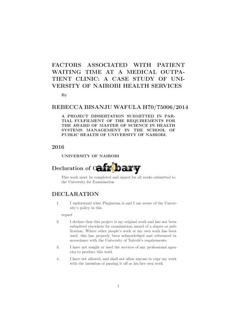 Factors Associated with Patient Waiting Time at a Medical Outpatient