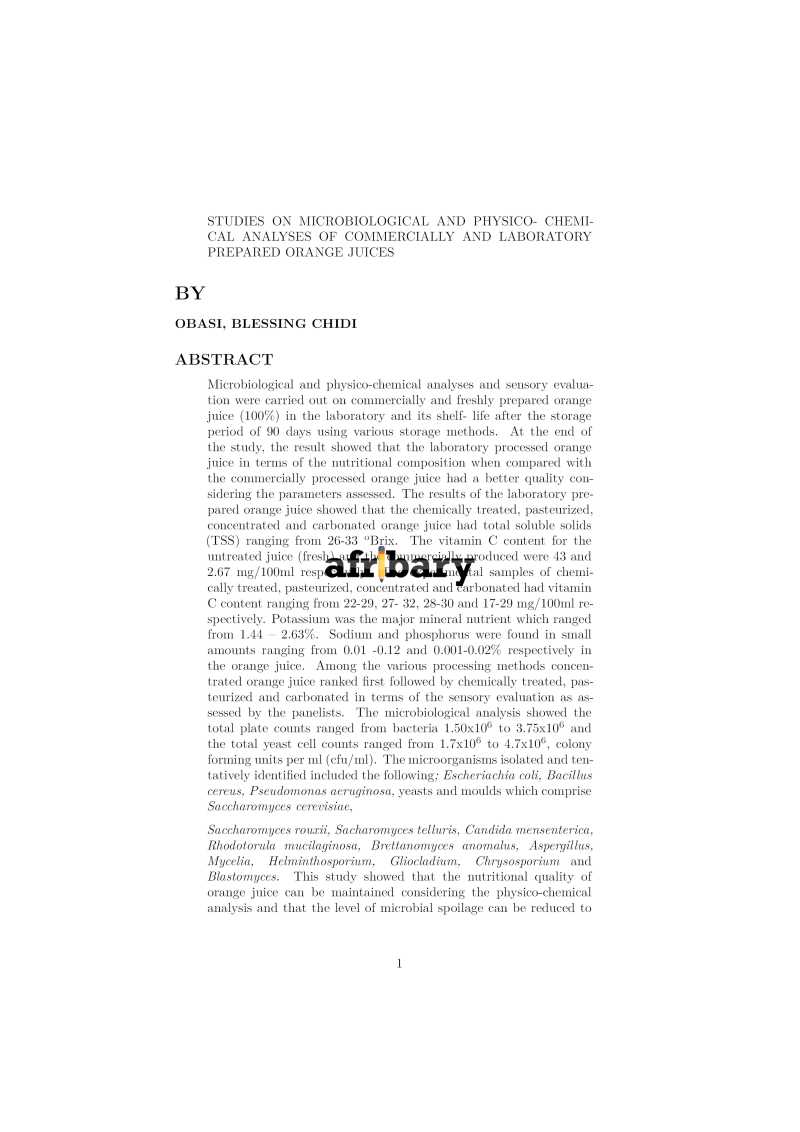 Studies On Microbiological And Physico Chemical Analyses Of