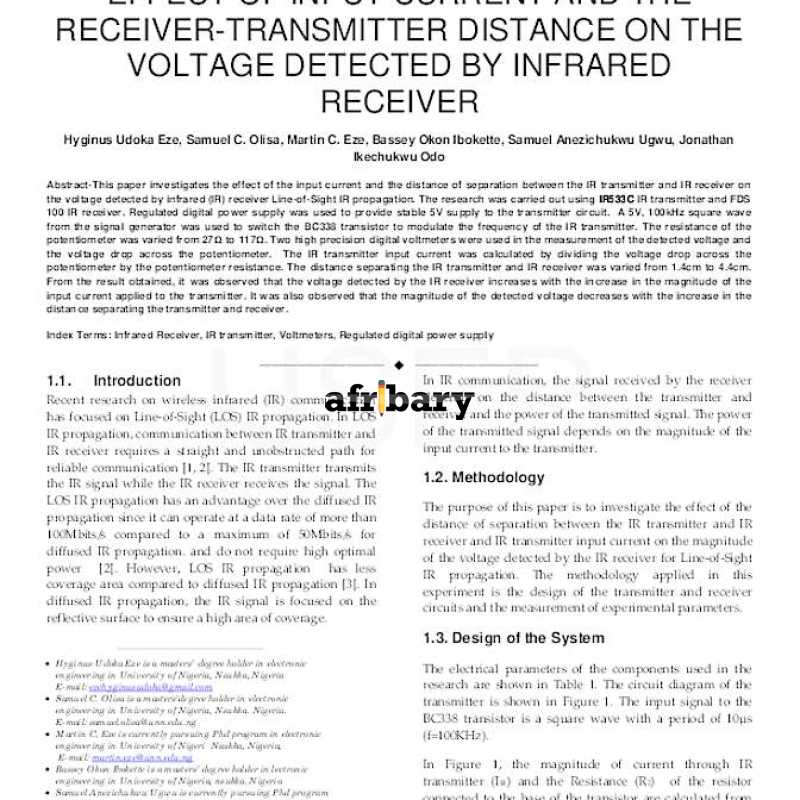 Effect of Input Current and the ReceiverTransmitter Distance on the Voltage Detected by