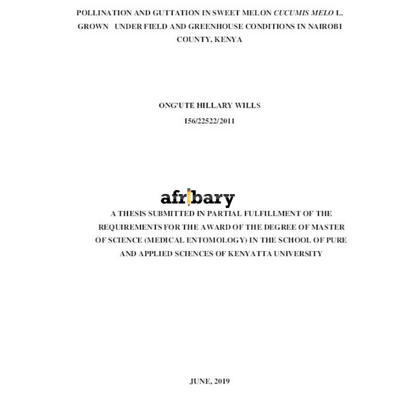 Pollination And Guttation In Sweet Melon Cucumis Melo L. Grown Under