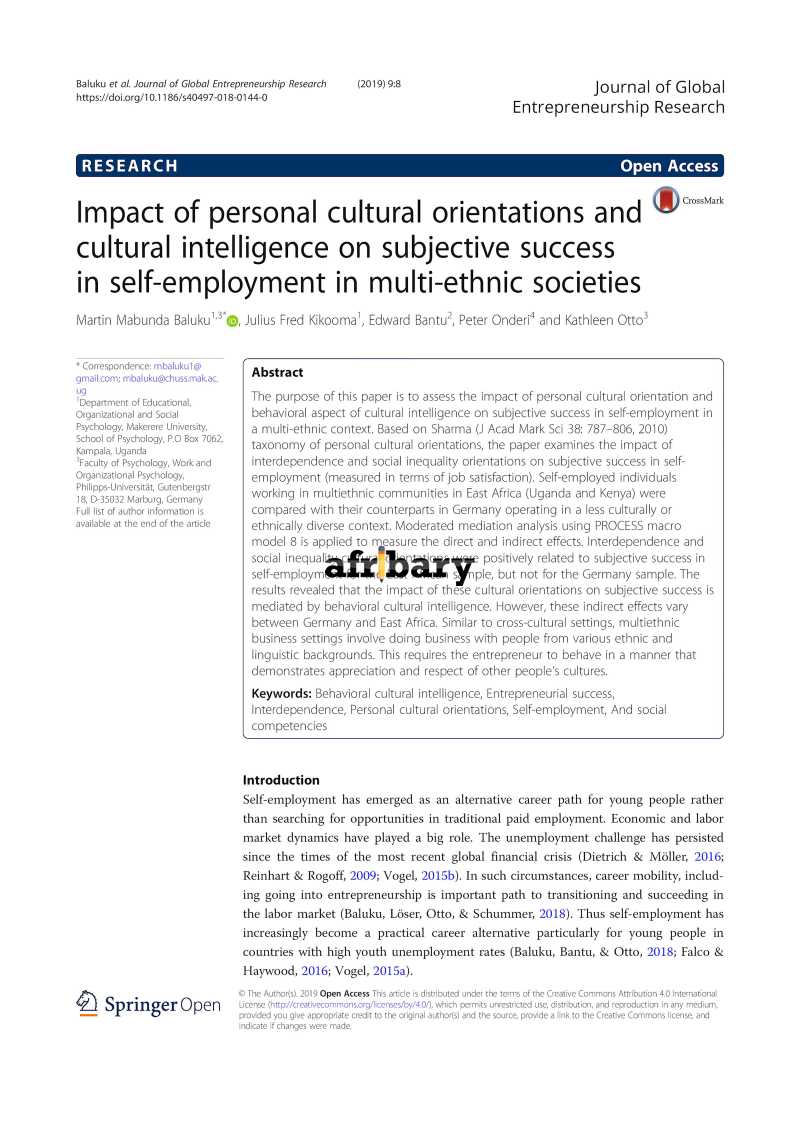 Impact of personal cultural orientations and cultural intelligence on ...