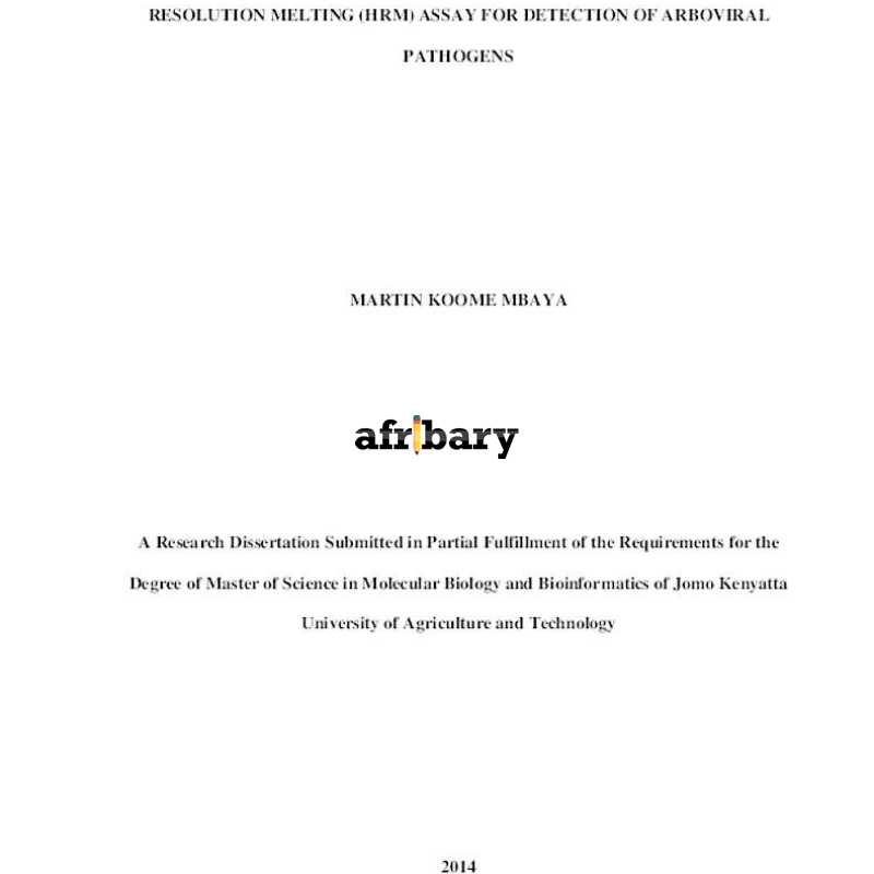 Development and Utilization of Multiplex pcr - high Resolution Melting ...