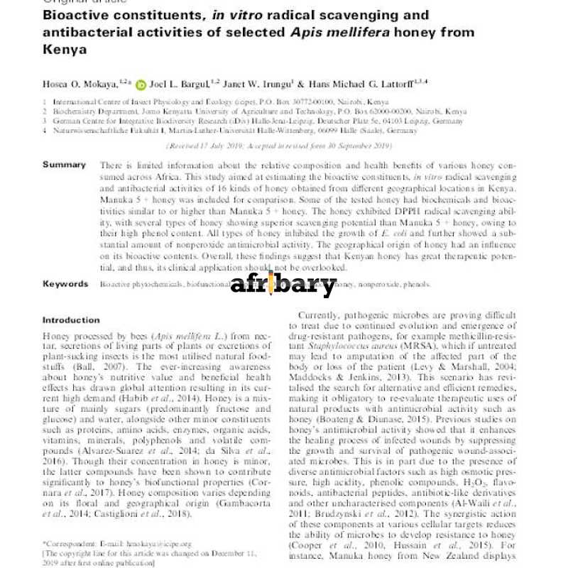 Bioactive constituents, in vitro radical scavenging and antibacterial ...