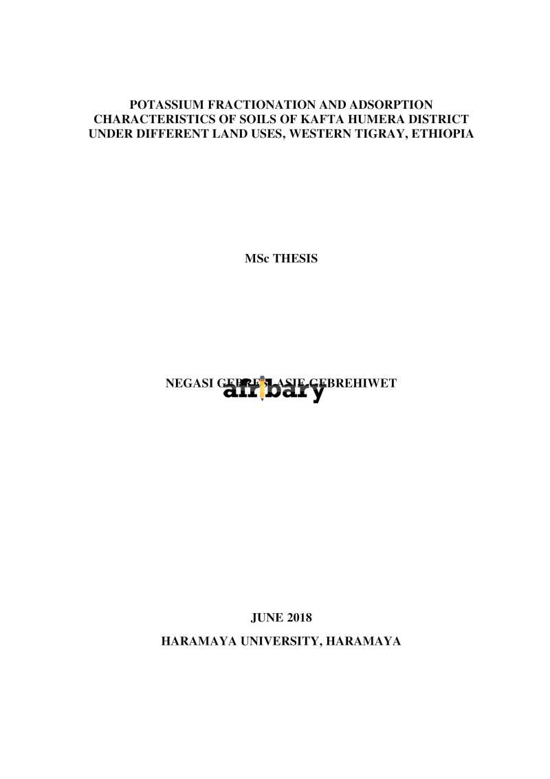 POTASSIUM FRACTIONATION AND ADSORPTION CHARACTERISTICS OF SOILS OF