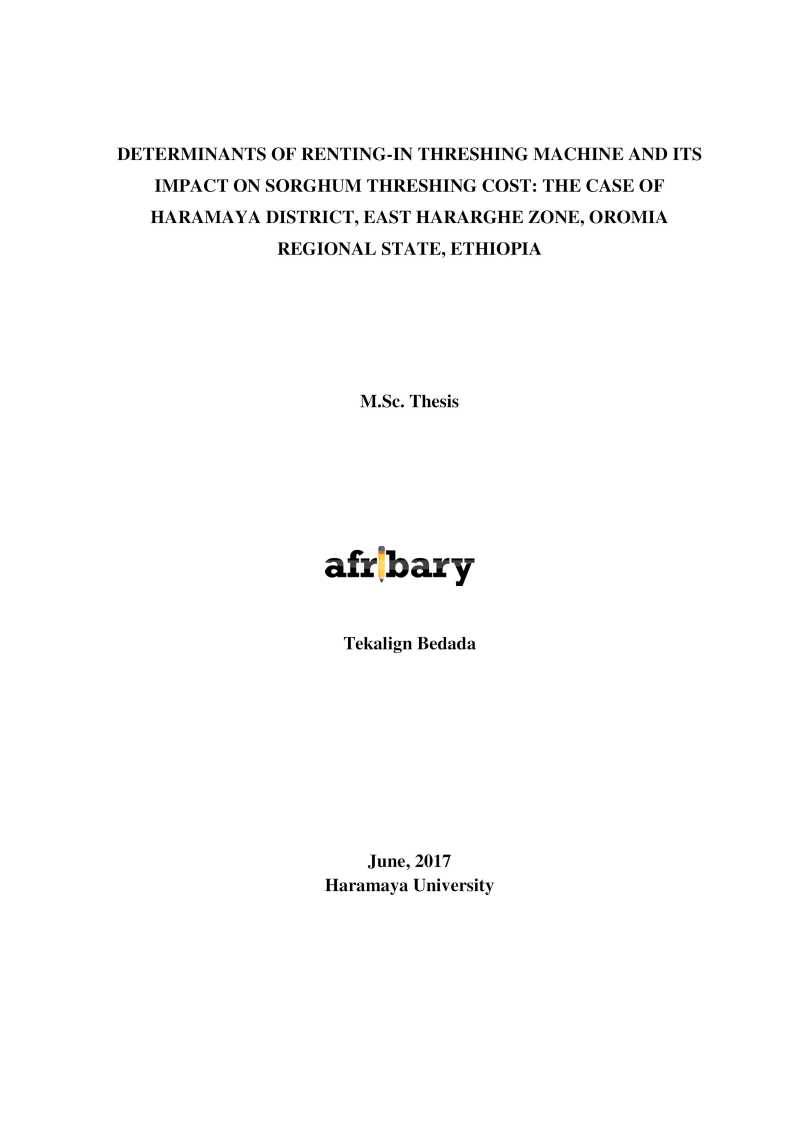 Determinants of Renting-in Threshing Machine and Its Impact on Sorghum