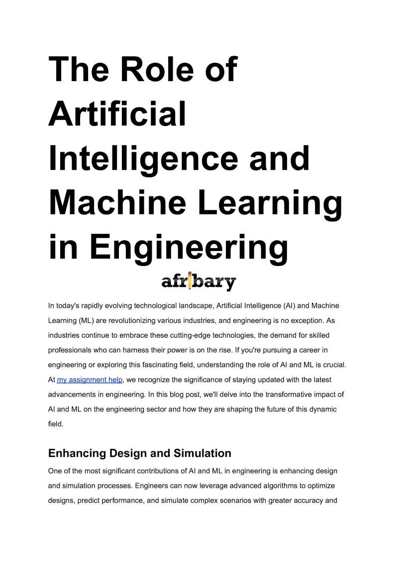 The role of artificial intelligence and machine learning in engineering