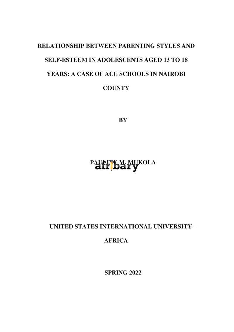 Relationship between Parenting Styles and Self-Esteem in Adolescents ...